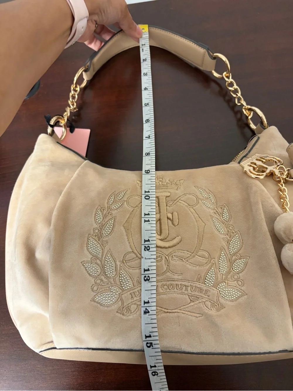 Juicy Couture Beige Embroidered Shoulder Bag‎